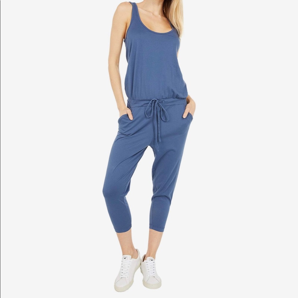Bobi Los Angeles Supreme Sleeveless Jersey Jumpsuit Romper Size L Indigo Blue